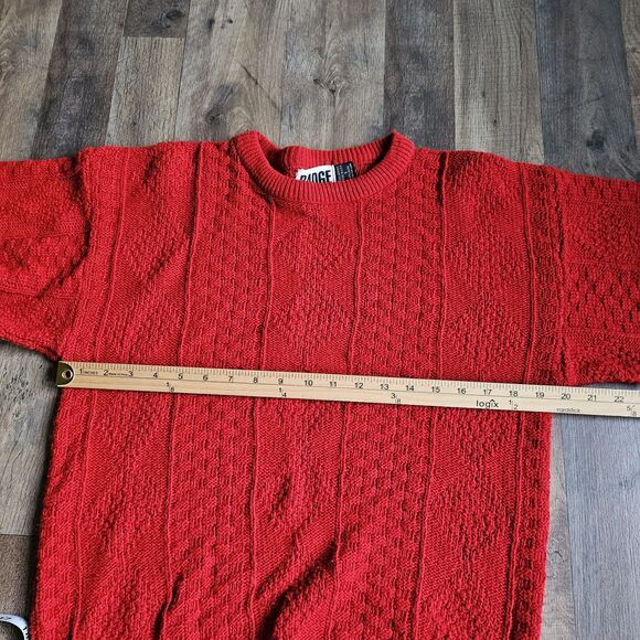 Vintage Badge Red Acrylic Sweater Men’s Sm EUC Made In USA - Picture 7 of 8